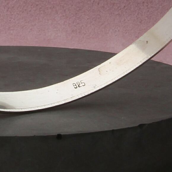 sterling silver vintage 6mm smooth stack bangle bracelet size 8in - Picture 3 of 3